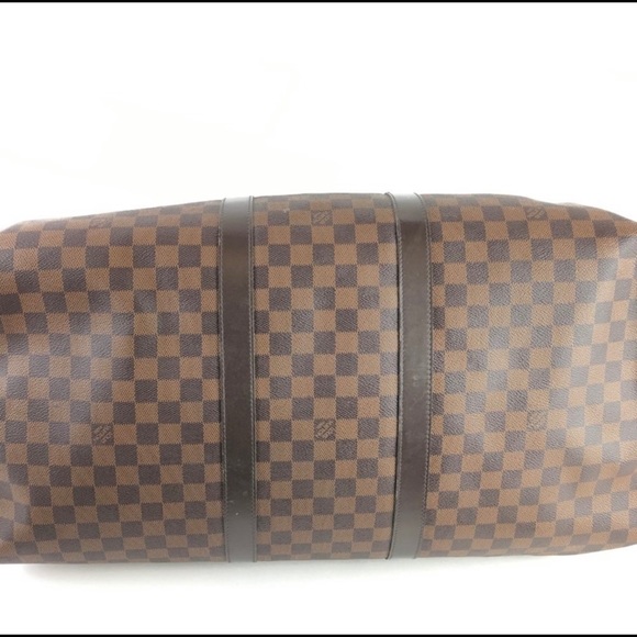LOUIS VUITTON DAMIER EBENE KEEPALL 55 BANDOULIERE SHOULDER BAG - Picture 11 of 12